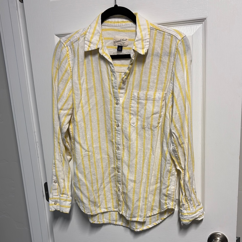 Yellow Striped Button-Up Shirt